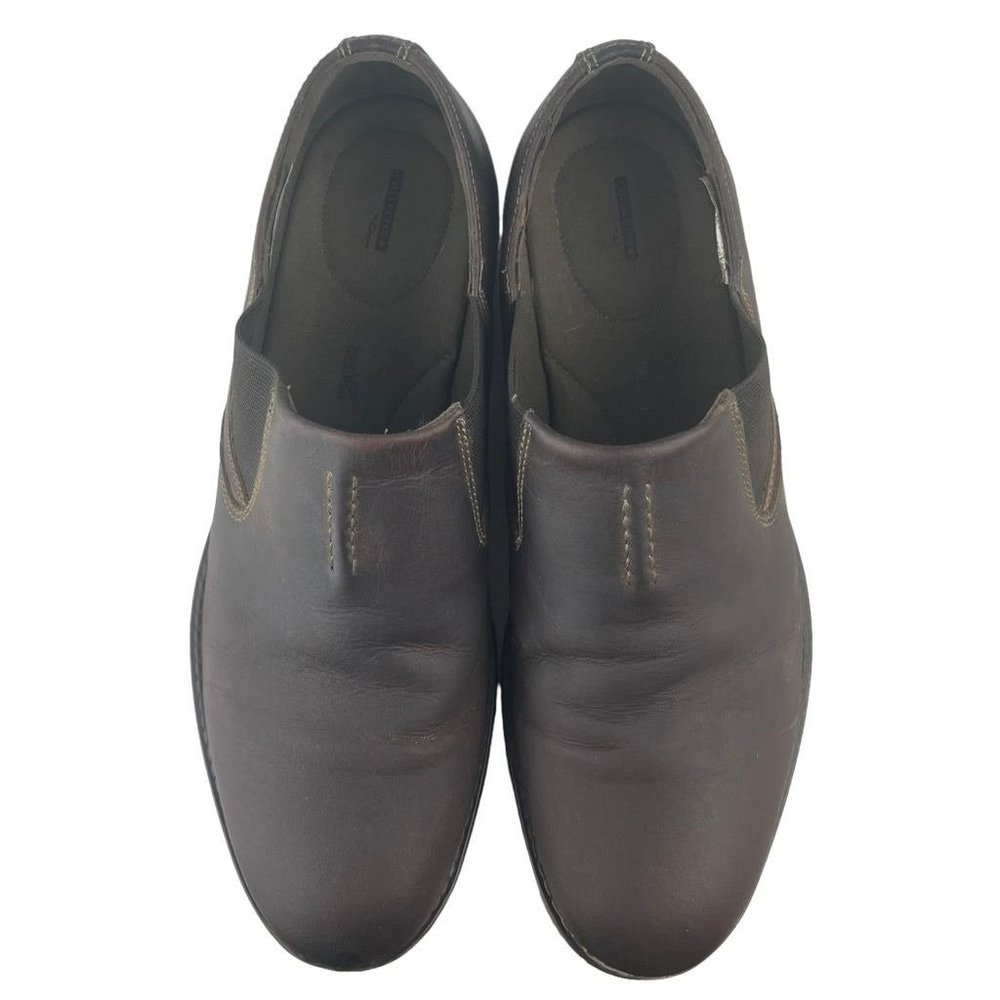 Clarks Mens J Hinman Step Slip-On Shoes Brown Leather Stretch Cushioned 9.5M - Picture 6 of 9